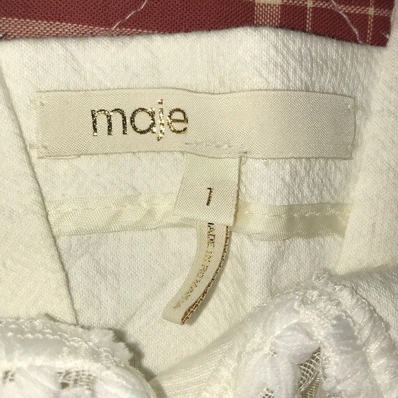 Maje asymmetrical hem dress lace inset in white - Picture 7 of 8